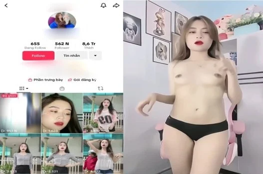Tiktoker dáng chuẩn nhảy không mặc nội y